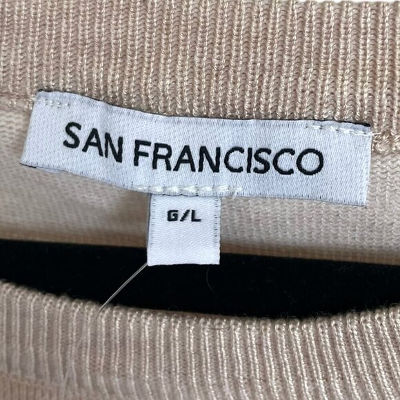 NWT San Fransisco Beige Crew Neck Sweater Top Tee Short Sleeve Women's Large - Picture 4 of 12